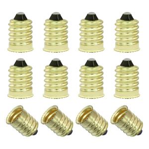 Pure Copper E14 to E12 Adapter Converter, European to Candelabra Screw Light Socket Reducer, 12Pcs Gold Lamp Bulb Adapter