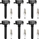 Ignition Coil Pack & Iridium Spark Plugs Compatible with Jeep Grand Cherokee 2011-2015, Wrangler 2012-2017 & for Dodge Grand Caravan 2011-2020, V6 3.6L, C1791 UF648 5C1848 GN10616 Set of 6