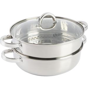 Oster Sangerfield 11-Inch Stainless Steel Everyday Cookware Pan with Steamer and Lid – Durable Nonstick Frying Skillet for Kitchen Cooking