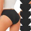 FINETOO Womens Underwear Cotton Cheeky Bikini Mid Rise Stretch Ladies Panties Soft Breathable Underwear Women Pack 5 (Black, L)