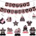 40th Birthday Decorations - 12 PCS Rose Gold Happy 40th Birthday Banner 40th Hanging Swirls Streamers Surprise 1986 Honeycomb Centerpieces Table Decorations for Birthday Party Supplies Favors