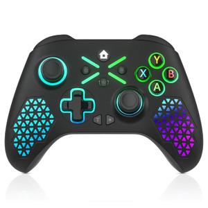 Dinosoo RGB Wireless for Xbox Controller Series X|S, Xbox One & PC Windows 10/11, Hall Effect Joysticks, Built-in Battery Dual Vibration Turbo Macro Function, 2.4GHz Adapter