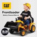 Kid Trax 6V CAT Frontloader Ride-On Toy for Kids, Ages 18-36 Months, Max Weight 44 lbs, Easy Push Button Drive System and Pull Front Bucket Lever, Includes Toy Hard Hat
