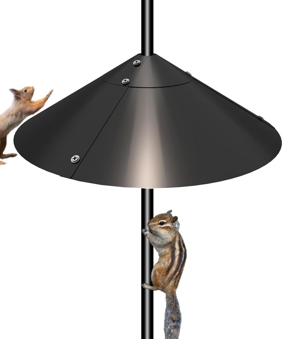 Garbuildman Metal Squirrel Baffle for Bird Feeder Pole, Outside Pole Mount Bird House Guard for Outdoor Shepherds Hook, 19 Inch, 1 Pack