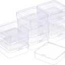 SATINIOR 12 Pack Clear Plastic Beads Storage Containers Box with Hinged Lid for Beads and More (2.9 x 2.9 x 1 Inch)