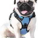 PHOEPET No Pull Dog Harness Reflective Adjustable Vest with a Training Handle, Name ID Pocket, 2 Metal Leash Hooks, 3 Snap Buckles [Easy to Put on & Take Off](M, Baby Blue)