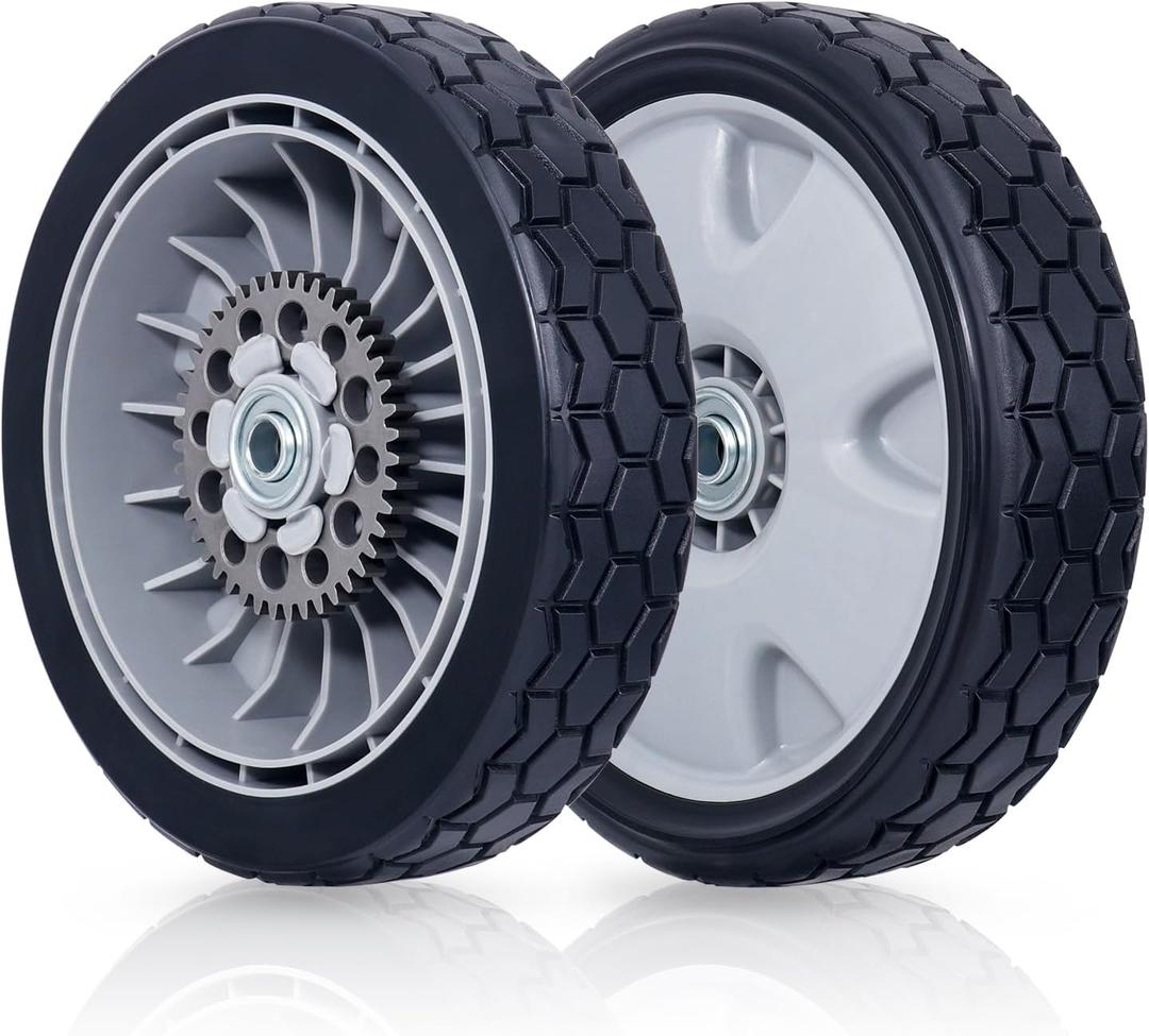 CheeMuii 9" HRX217 Lawn Mower Rear Wheels Kit 2 Pcs Back Wheels Replace for 42710-VH7-010ZA, 42710-VH7-010ZB, 42710-VH7-000ZA 9 Inch Wheel with Gear Fit for Honda HRX217 Lawnmowers