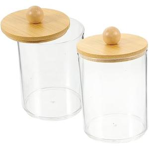 HOLIDYOYO 2pcs Clear Acrylic Makeup Pad Box with Lid Multi Functional Cotton Swab Storage Holder for Bathroom Bedroom and Office Compact and Stylish Organizer for Items