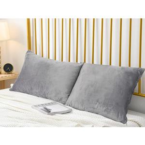 Velvet King Pillow Cases Pillowcases with Hidden Zipper, Soft and Cozy, Zippered Flannel Pillow Covers (Grey, 20x36 Inch,Set of 2)