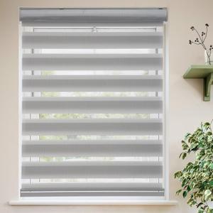 MYshade Roller Shades Zebra Blinds for Indoor Windows Cordless Day and Night Light Filtering Dual Layer Roller Window Blinds & Shades, Easy to Install, Size 28" W x 72" H, Grey