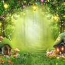 20x10ft Enchanted Forest Photo Backdrop, Wonderland Backdrop for Girl Princess Party Baby Shower Banner, Fairytale Magic Mushroom Cabin for Kids Room Wall Decorations Birthday Party Photo Prop