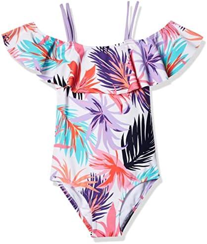 Kanu Surf Girls Peggy UPF 50+ Beach Sport Off Shoulder One Piece Swimsuit Size 12 2 pc