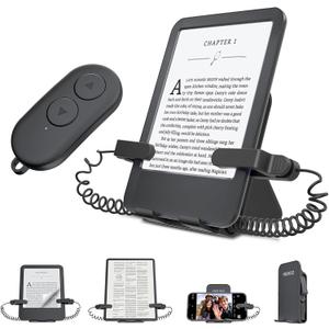 Remote Control Page Turner and Stand for Kindle Paperwhite Oasis eReaders,Clicker Page Turner Forward and Backward,Kindle Accessories for iPhone,iPad,Tablets Reading,Camera Video Record &Selfie (Black)