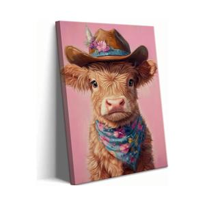 Cute Highland Cow Baby Canvas Wall Art Cowboy Baby Calf Pink Western Wall Decor Picture Trendy Preppy Aesthetic Poster Print Eclectic Funky Girly Bedroom Decoration 16x24in Cute Highland Cow Baby Canvas Wall Art Cowboy Baby Calf Pink Western Wall Decor Picture Trendy Preppy Aesthetic Poster Print Eclectic Funky Girly Bedroom Decoration 16x24in