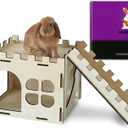 HIIMALEX Extra Large Sturdy Bunny Castle Hideout for Indoor Rabbits Play House with Stairs Round Edges Detachable Habitats for Rabbit Guinea Pig Chinchilla Hedgehog