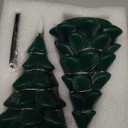 Homemory Christmas Tree Candles with Remote, 2 Pcs Waxy LED Flameless Candles Flickering, Green Electric Lights Battery Operated for New Year Celebration Holiday Decorations 7.5 Inches