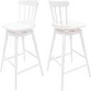 Christopher Knight Home Mia Farmhouse Spindle Back 30" Rubberwood Swivel Barstools (Set of 2), White, 19.50 inches D x 19.50 inches W x 42.50 inches H