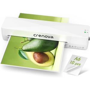 Crenova Laminator Machine with 10 Laminating Sheets, A4 Laminating Machine Hot & Cold with Fast Warm Technology, Thermal Laminator 9 Inch for Home Office School Business White