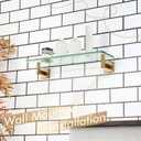 KOKOSIRI Wall Shelves Bathroom Hardware Tempered Glass Floating Shelf Hanging Rack Storage/Room Decor 20-Inch Champagne Bronze 2 Pack B1105CPG-L20-P2