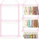 POVETIRE Headband Holder for Baby Girls, Hanging Headband Organizer Nylon Hairband Storage, Wall Hair Accessories Organizer Display for Nursery Room Decor (Neutral)