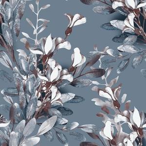 Livelynine Navy Blue and White Peel and Stick Wallpaper Floral Boho Branch Eucalyptus Wallpaper Self Adhesive Removable 17.5x78.8in Dark Blue Botanical Mural Vintage Contact Paper for Cabinets Dresser
