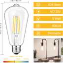 2 x Svater Vintage LED Edison Bulbs, 6W Equivalent 60W, High Brightness Neutral White 4000K, ST58 Antique LED Filament Bulbs with 85+ CRI, E26 Medium Base, Dimmable, Clear Glass, Pack of 6