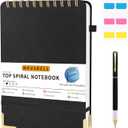 Top Spiral Notebook, A5 Hardcover Top Bound Steno Pads, 240 Pages 100gsm College Ruled Left Handed Notebook Journal for Work, School, Meeting Writing - Black, 5.9" x 8.5"