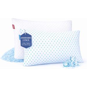 Nestl Cooling Pillow for Sleeping 2 Pack, Luxury Shredded Memory Foam Pillows Standard Size Set of 2, Adjustable Cold Gel Pillows for Hot Sleepers Supportive Cool Pillow for Side Back Stomach Sleepers