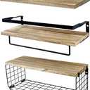Floating Shelves Bathroom,Set of 3 Wall Mounted Shelves with Storage Baskets,Wall Shelves for Bathroom Wall Organizer,Over Toilet