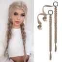 YOGFIT 2PCS DIY Braid Ponytail Extension, Long Straight Wrap Around Ponytail Hair Extensions Natural Soft Synthetic Hairpieces for Women Daily Wear (20 Inch, Ash Brown)