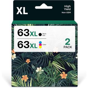 Remanufactured 63XL Ink Cartridge Replacement for Office Jet 3830 4650 4655 5255 5258 5200 Envy 4510 4520 Desk Jet 1110 3630 (Black, Tri-Color, 2-Pack)