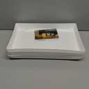 WOWBOX 4 pcs Serving Tray for Entertaining, Grilling BBQ Accessories, Serving Platters for Snacks, Fruit, Reusable Plastic Trays for Serving Food and Pantry Organization in Kitchen & for Parties (White)