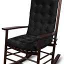 ELFJOY Rocking Chair Cushion Large Rocking Chair Pads with Ties Premium Tufted High Back and Seat Cushion 2 Piece Set Black