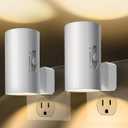 Night Light, Led Night Lights Plug into Wall, Sensor Dusk to Dawn, 0-100 LM Dimmable Night Lights, 3000K Soft White for Bathroom Bedroom Kitchen Toilet Hallway Stairway, 2 Pack