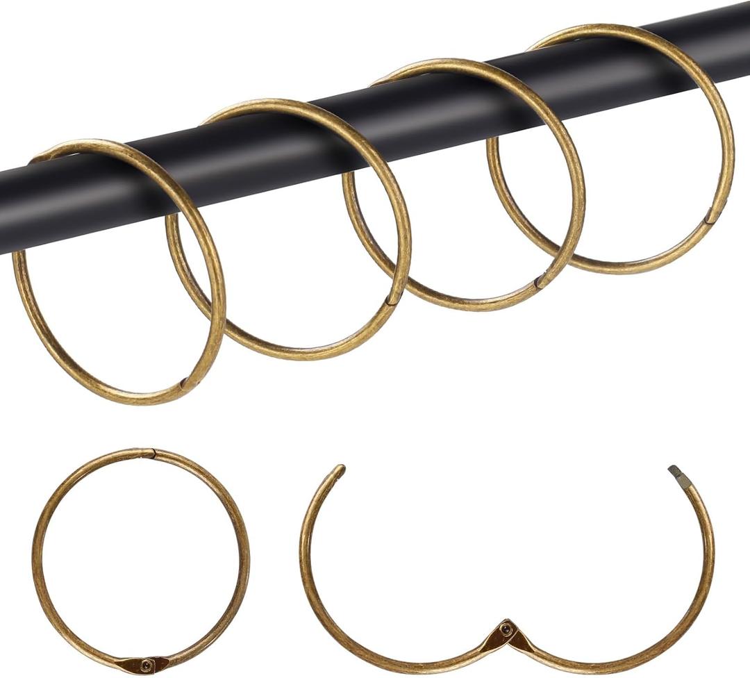 30Pcs Shower Curtain Hooks,Metal Round Shower Curtain Hooks Roman Rings Rustproof Decorative Shower Curtain Rings (Metal, Bronze)