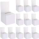 12 Pack Raffle Boxes Ballot Box Suggestion Box with Slot, 6 x 6 x 6 Inch Cardboard Raffle Boxes with Slot for Ticket and Removable Header for Collecting Business Card Voting Contest