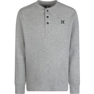 Hurley Boys Long Sleeve Waffle Knit Shirt (Large, Dark Grey Heather)