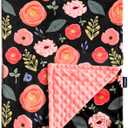QSTEHEML Baby Blankets for Girls,Super Soft Nursery Minky Blanket Unisex, Baby Gifts Double Layer with Dotted Backing, Nursery Blankets for Crib Stroller(Bee, 30 * 40inch) (Flower)