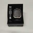 MioHHR Stainless Steel Band and Case Compatible with Apple Watch Band 45mm, Men Metal Protective Bumper Cover for iWatch Series 9/8/7, Black Pattern