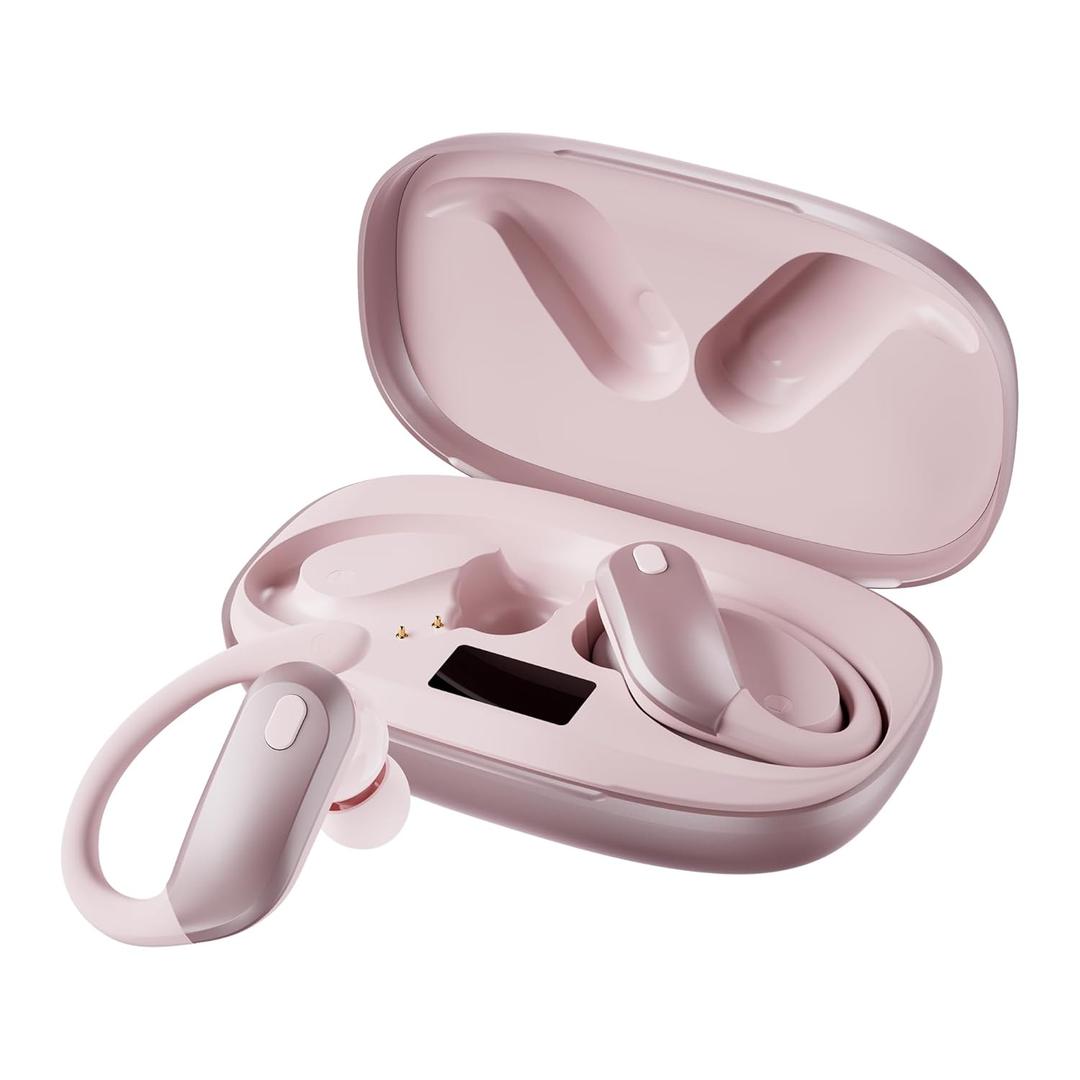 JCY Hearing Aids, Bluetooth Hearing Aids for Seniors Featuring Digital Chips and Volume Control, 16-Channel Sound Processing, 5-Level Volume Adjustment, and 100H Wireless Charging Case (PINK)