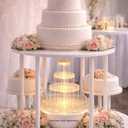 Oasis Supply, White Plastic Fountain Separator Cake Stand – (2) 18" Round Plates with (6) 15" Columns, Tiered Wedding Cake Separator (18" Plates)