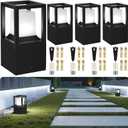 Gardencoin Landscape Bollard Lights Outdoor, Low Voltage 12V LED Pathway Lighting, Modern Post Lantern Wired, Aluminum Waterproof Floor Pillar Lighting with 5W 5000K E26 Bulb, 4 Pack