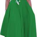 BFFBABY Plus Size Dress A Line Dresses for Women Summer Long Dresses with Sleeve Casual Belted, 5XL (Green)