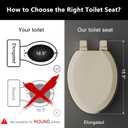 Angol Shiold Quiet-Close Molded Wood Toilet Seat with Non-Slip Adjustable Hinges, Anti-Pinch Bumpers, Easy Install & CleanBone, Elongated 18.5''