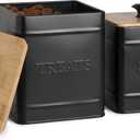 Dog Treat Container Airtight (Set of 2) Dog Treat Jar Matte Black w/Airtight Bamboo Lid, Dog Treat Container for Countertop holds up to 20 cups, Dog Treat Jars for Kitchen Counter