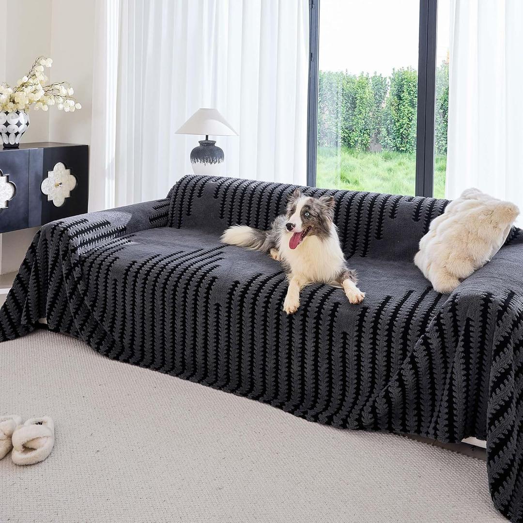 Non Slip Couch Covers for 2 Cushion Couch Sofa, Pet Friendly Sofa Covers Washable, Heavy Duty Scratch Resistant Furniture Cover for Dogs Fits Love Seat, 71" x 102", Gray (Drny-grey)