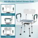 Swivel Shower Chair with Arms and Back, 400 lbs Heavy Duty Shower Stool for Inside Shower Stall and Bathtub, Height Adjustable Rotating Shower Chair Seat for Elderly, Adults, Handicap and Disabled