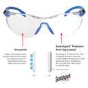 3M Safety Glasses for Men and Women, Solus 1000 Series, ANSI Z87, Scotchgard Anti-Fog, Clear Lens, Low Profile, Blue/Black Frame