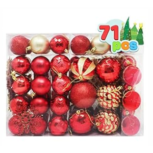 Joiedomi 71 Pcs Christmas Assorted Ornaments with a Star Tree Topper, Shatterproof Christmas Ornaments for Holidays, Party Decoration, Tree Ornaments, Events, and Christmas (Red&Gold)