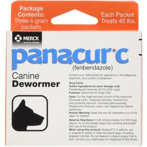 Panacur C Canine Dewormer (Fenbendazole), 4 Gram, 3 Count (Pack of 1), Red